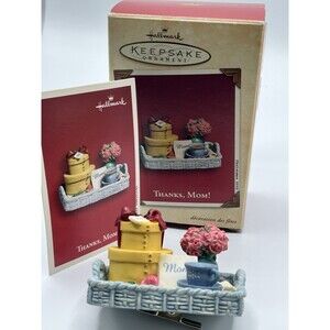 Hallmark Keepsake Christmas Ornament Thanks Mom 2002 Clip Coffee Flowers Tray